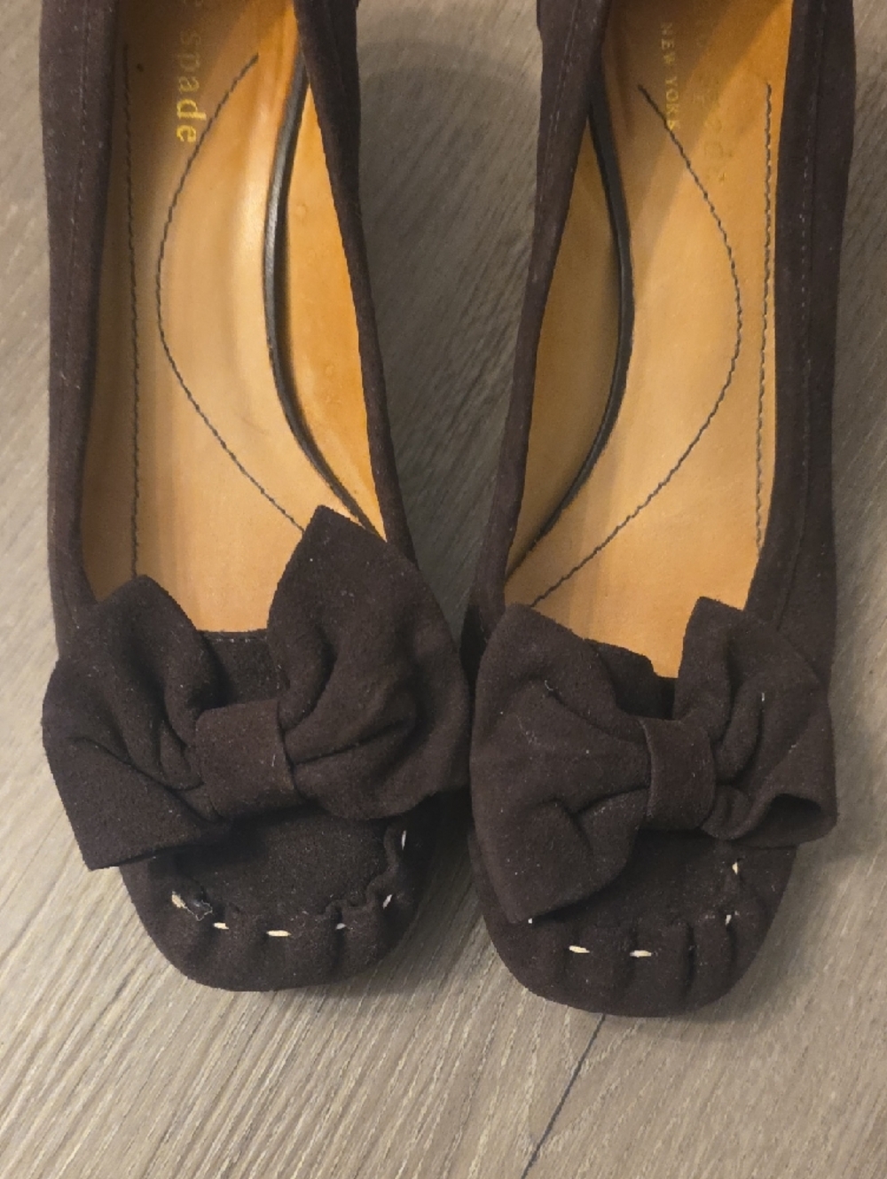 kate spade Brown Suede Bow Flats